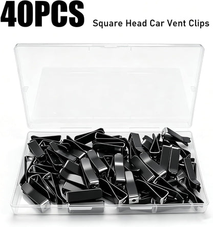 Dianrui 40PCS Black Square Head Car Vent Clips, 9mm Auto Air Conditioner Outlet, Air Freshener for Car Office Home