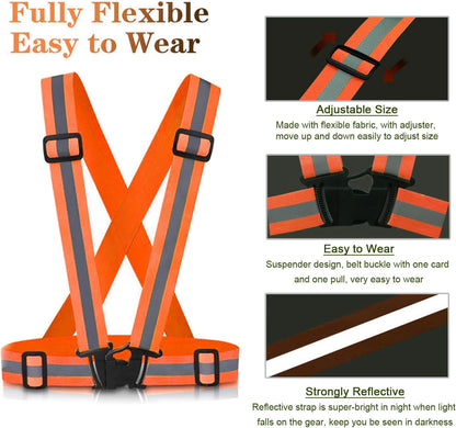 Reflective Vest Running Gear, 2Pack High Visible Safety VES for Cycling Jogging Running Walking, Adjustable for Men Women