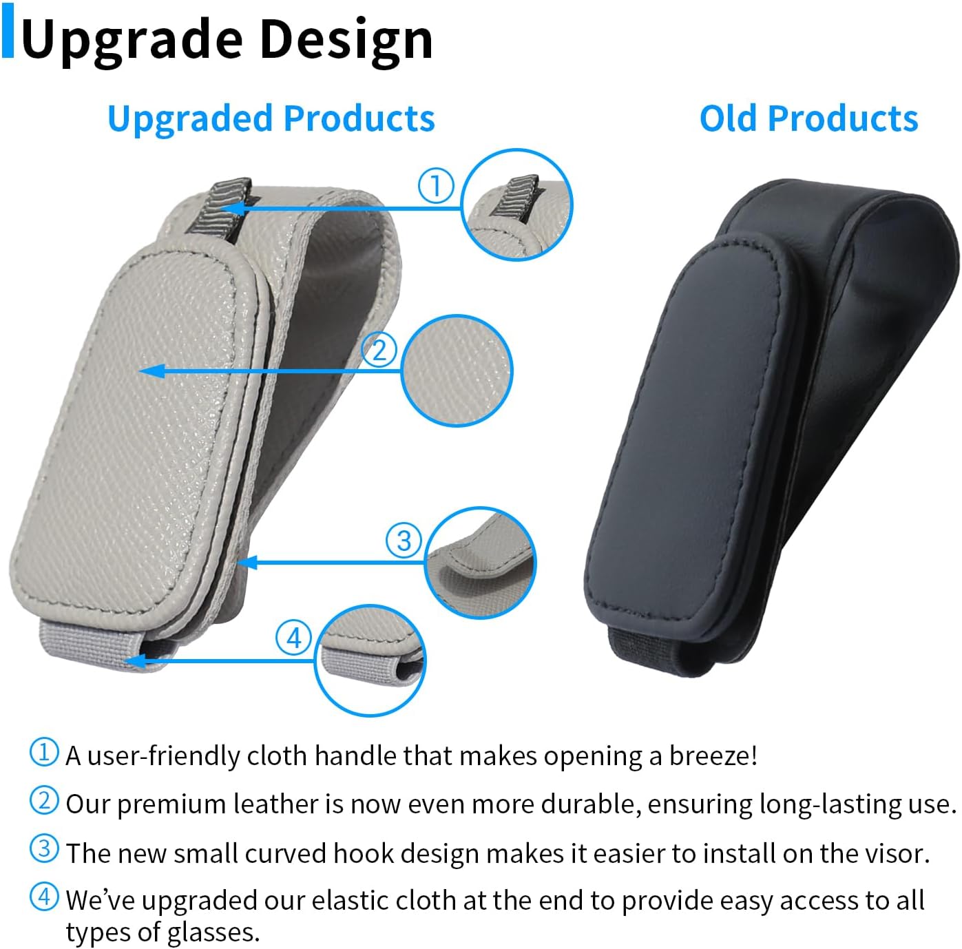 Yuoyar 2 Packs Magnetic Sunglass Holder for Car Visor (Grey) | Magnetic Interior Car Accessories