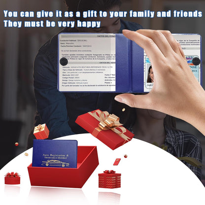 Ziciner Car Registration Insurance Holder, 2Pack Essential Auto Card Document Glove Box Organizer with Touch Fastener, Vehicle Interior Accessories Perfect for Most Car, Truck, SUV (Red/Small Car)