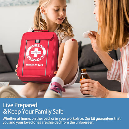 Comprehensive First Aid Kit for Home, Premium Emergency Trauma Kits with Shoulder Strap for Car Camping Gear, Waterproof Survival Kit, Home Essentials, Outdoor Emergency Medical Supplies -324 Piece