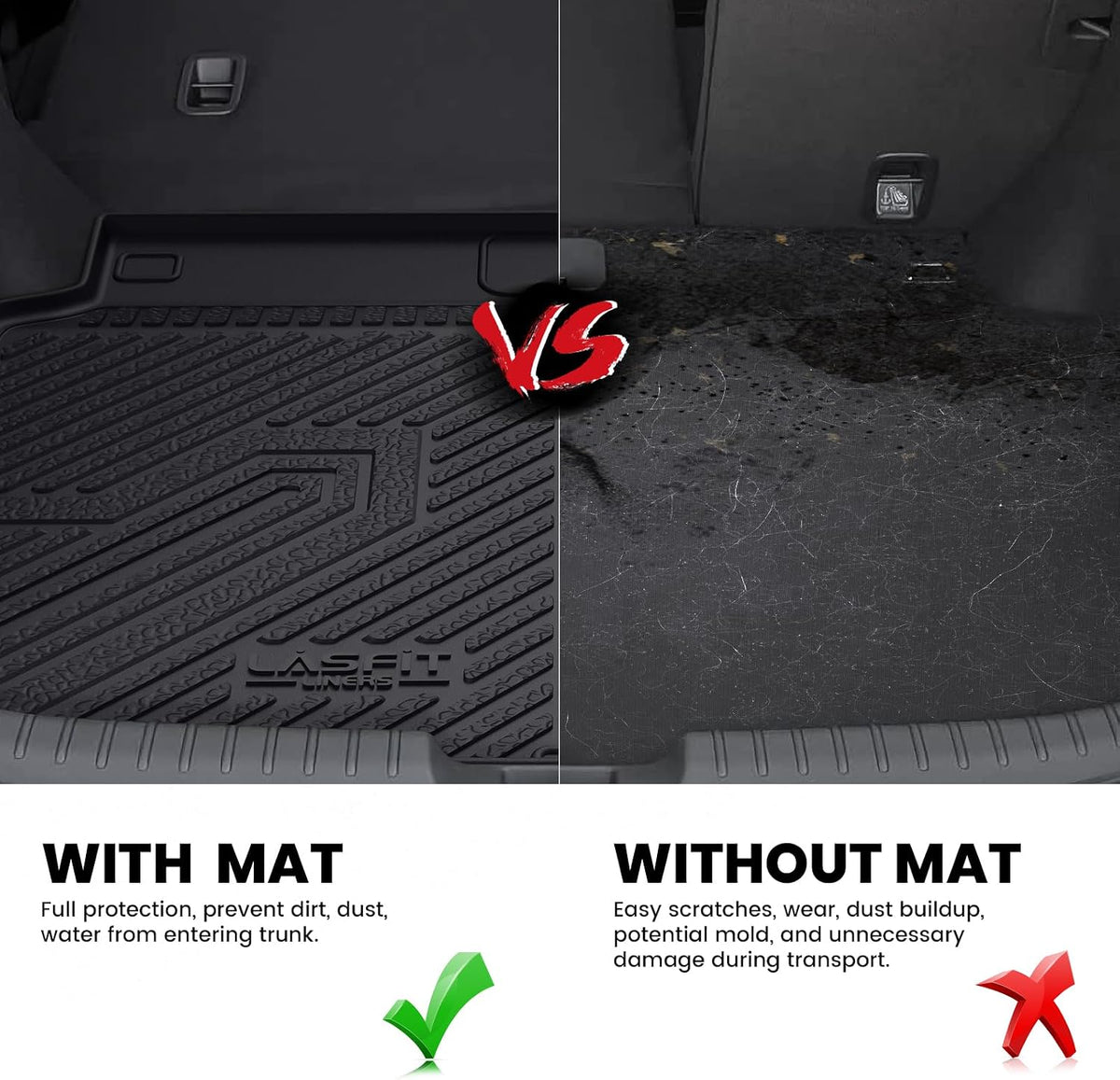 LASFIT Floor Mats for Honda CR-V 2026 2025 2024 2023 (Gasoline & Hybrid & e:FCEV), All Weather TPE Custom Fit Anti-Slip Pet Friendly Car Liners, 1st & 2nd Row Black