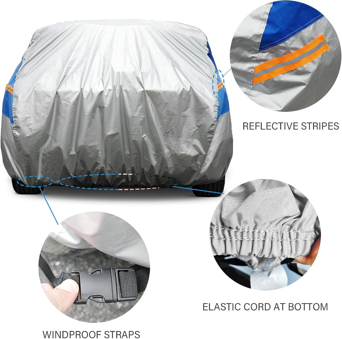 GUNHYI Car Cover for Automobiles All Weather Waterproof, Universal Fit Sedan Ford Mustang, Chevy Camaro/Malibu, Kia Optima, Hyundai Sonata, Nissan Altima, Volkswagen Passat, Tesla Model 3 etc.