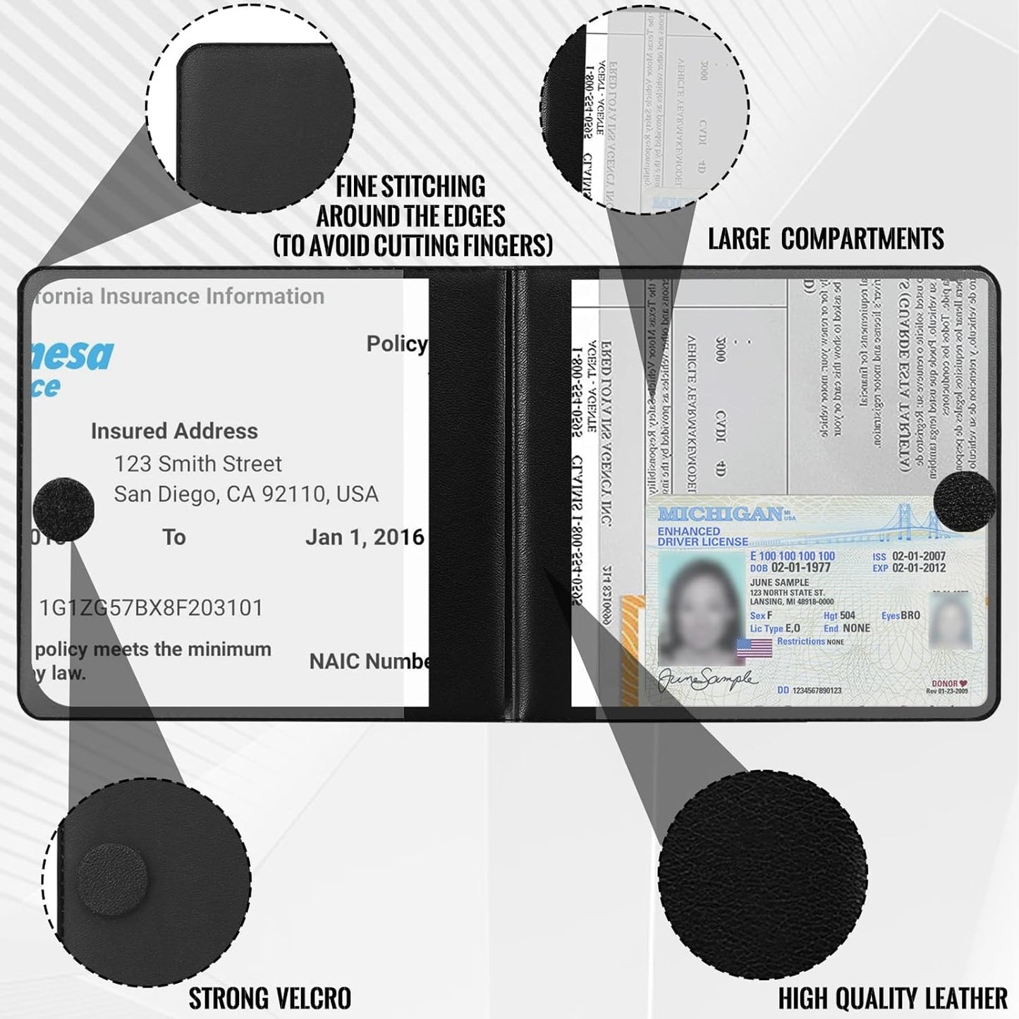 REGUICORP Registration and Holder, 4-Pack and Registration, Auto Essential Holder, Interior Accessories Fit Most, Trucks and SUVs, Men & Women