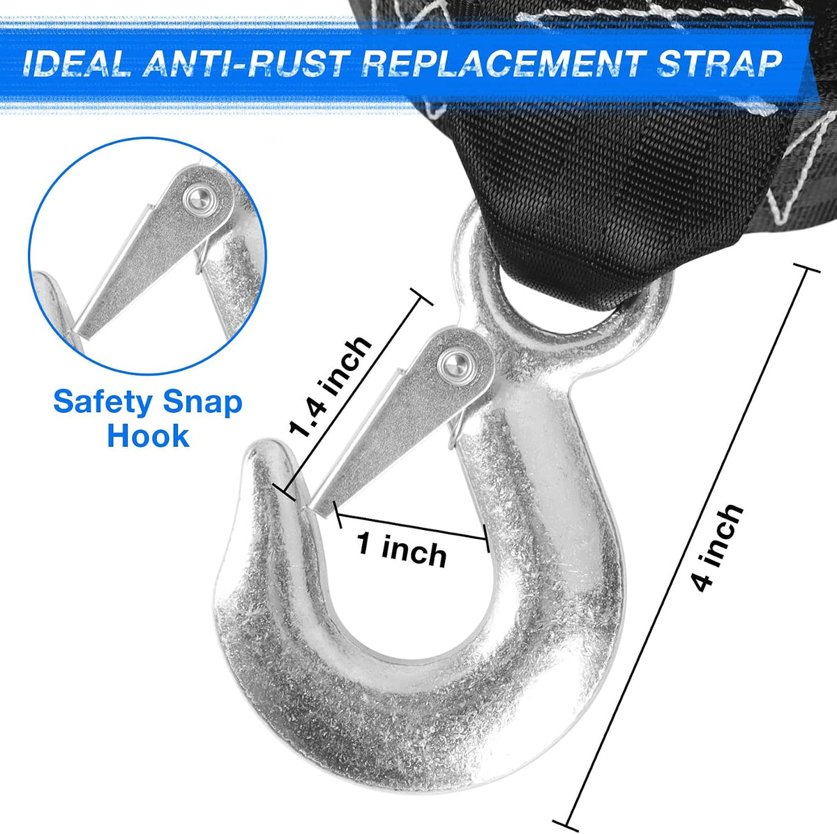 Tow Strap with Hooks, 2" x 20ft Heavy Duty Recovery Strap 15000 lbs Capacity Towing Straps for Car Truck Boat ATV Roadside Emergency