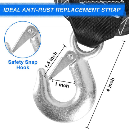 Tow Strap with Hooks, 2" x 20ft Heavy Duty Recovery Strap 15000 lbs Capacity Towing Straps for Car Truck Boat ATV Roadside Emergency