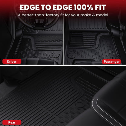 LASFIT Floor Mats for 2019-2025 2026 Ram 2500/3500 Crew Cab Bucket Seat for Carpet & Vinyl Floor (NOT fit Model with PTO Kit), All Weather TPE Custom Fit Car Mats Floor Liners 1st & 2nd Row, Black