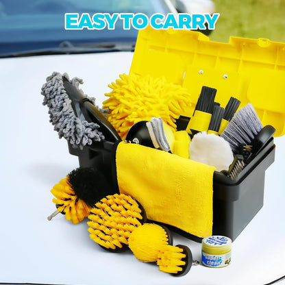 ALFLOD 30Pcs Car Detailing Kit, Car Detailing Brush Set, Car Wash Cleaning Kit, Car Dusters Extendable Handle Cleaning Exterior, Car Cleaning Gel, Car Cleaning Tools Kit for Interior, Exterior, Wheels