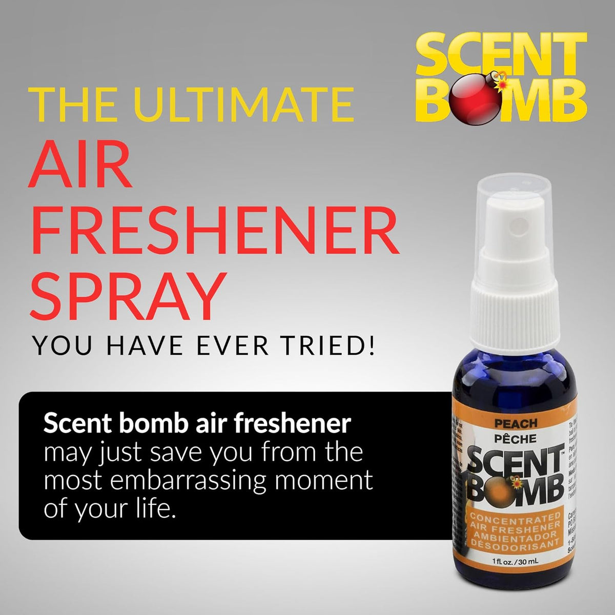 Scent Bomb Air Freshener Spray, Long-Lasting Odor Eliminator - Effective Deodorizer for Home & Car, Fresh Room Spray for Kitchen, Bathroom & Smell Neutralizer - 1 oz Pack of 4, Black Cherry Scent