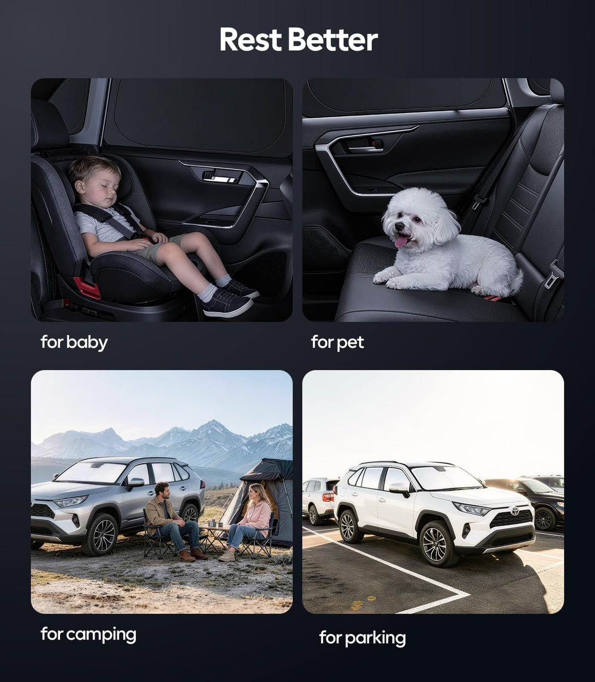 Wigoo 2026 Upgrade 8PCS Full Set Window Sunshade for Toyota 4Runner 2010-2024 [7-Layer Cooler & Blacker, Ice-Crystal Tech] with Windshield for Sun Block, Baby, Camping, Privacy Napping, Relax
