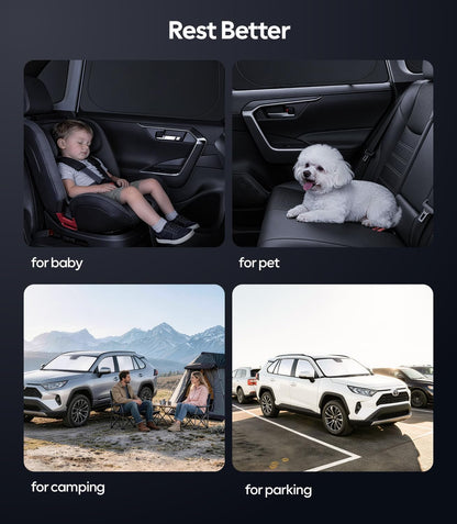 Wigoo 2026 Upgrade 8PCS Full Set Window Sunshade for Toyota 4Runner 2010-2024 [7-Layer Cooler & Blacker, Ice-Crystal Tech] with Windshield for Sun Block, Baby, Camping, Privacy Napping, Relax