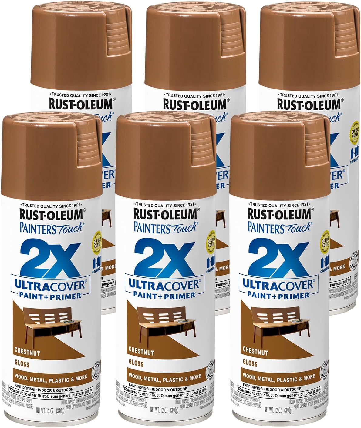 Rust-Oleum 334029 Painter's Touch 2X Ultra Cover Spray Paint, 12 oz, Gloss Clear - Colors E