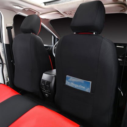 CAR PASS Faux Leather Car Seat Covers Front Seats Only, 3D Foam Support Car Seat Covers, Universal fit for Trucks Vans SUVs Sedans Automotive Comfortable, Airbag Compatible 2 Pieces Front Solid Black