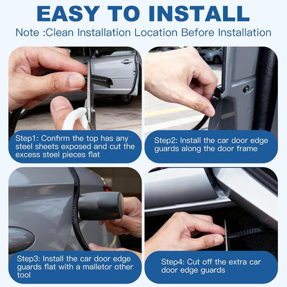 REGUICORP 20Ft (6.1m) Car Door Edge Guards, U-Shaped Black Car Door Protector, Automotive Door Entry Guard Fit for Most Vehicles, Built-in Metal Clips, No Need Adhesive, Easy to Cut
