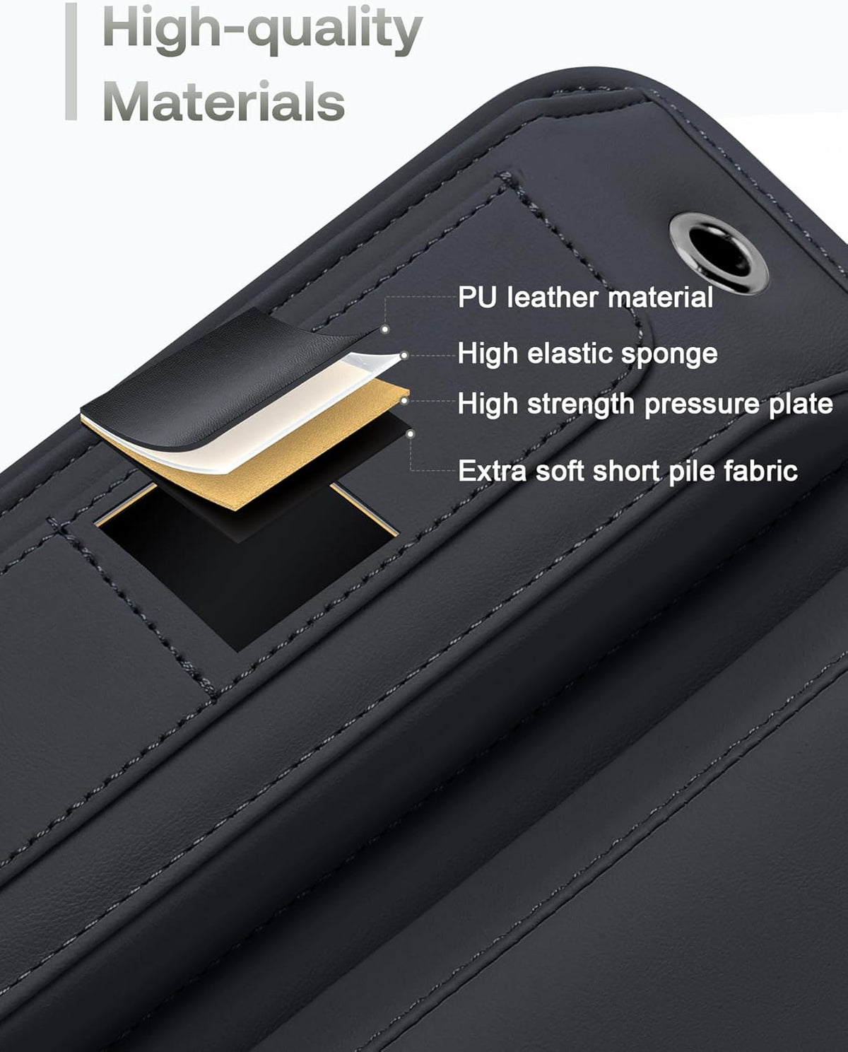 Universal Fit Premium Leather Car Seat Gap Filler Organizer, Center Console Organizer with Card Slots, Clever Gifts for Car SUV Truck Owners (Black, 1 Pack)