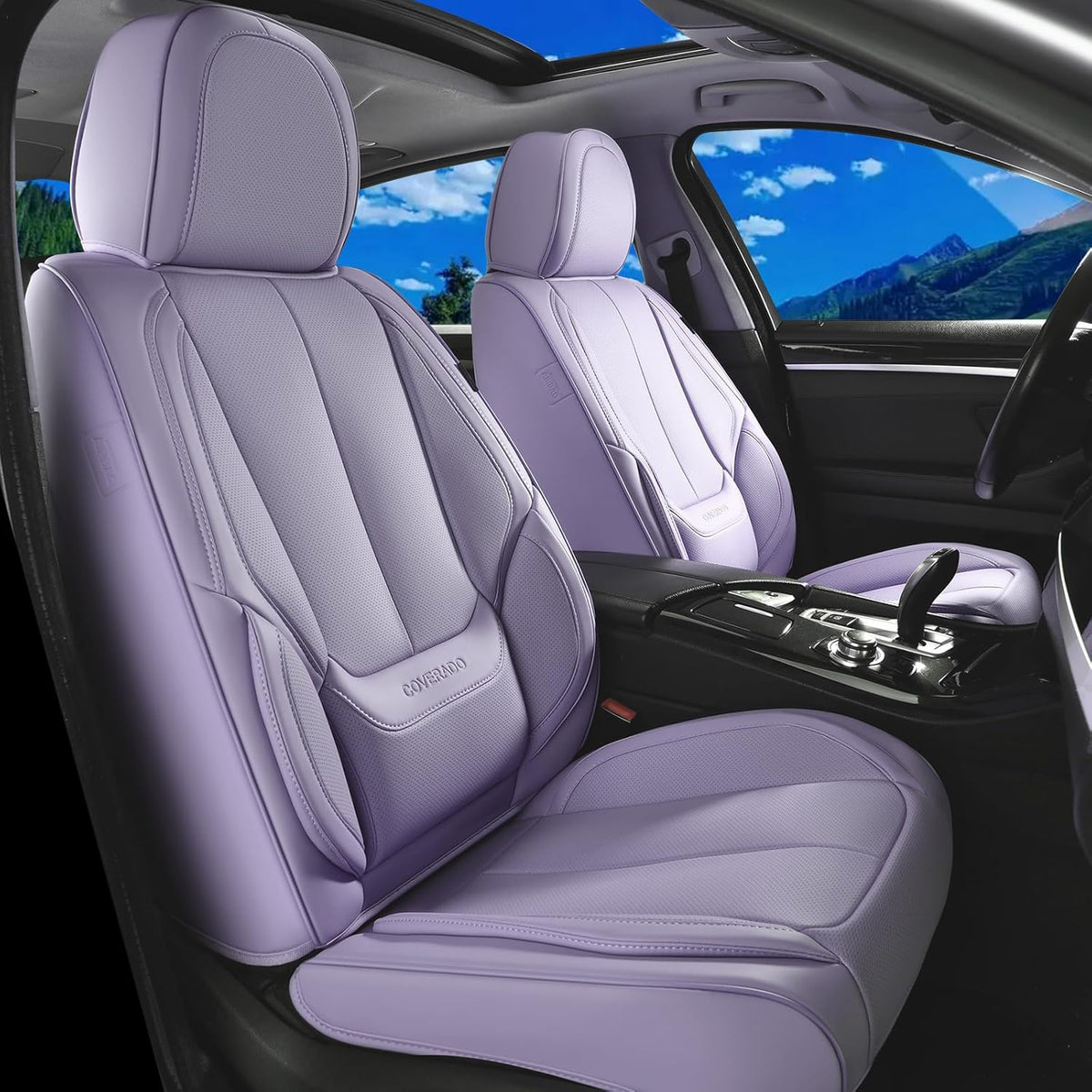 Coverado Seat Covers Full Set, Black Seat Covers for Cars 5 Seats, Car Seat Protector, Waterproof Nappa Leather Car Seat Cushion, Front and Rear Car Seat Cover Fit for Most Sedans SUV Pick-up Truck - Colors A