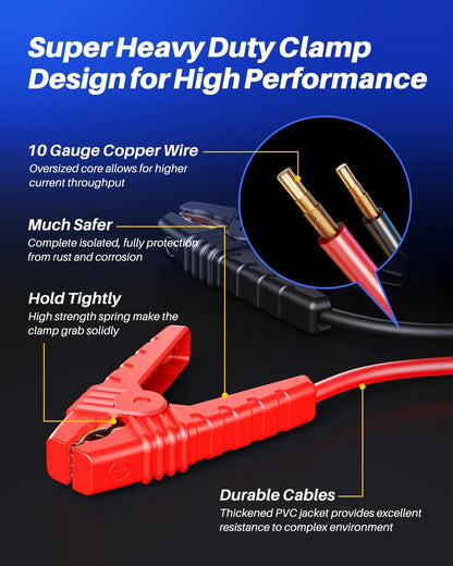 AUTOONE 6000A Car Battery Jump Starter Up to All Gas & 12L Diesel Engine, Car Battery Jumper Starter Portable 12V Jump Box with USB Output, Storage Case, LED Flashlight