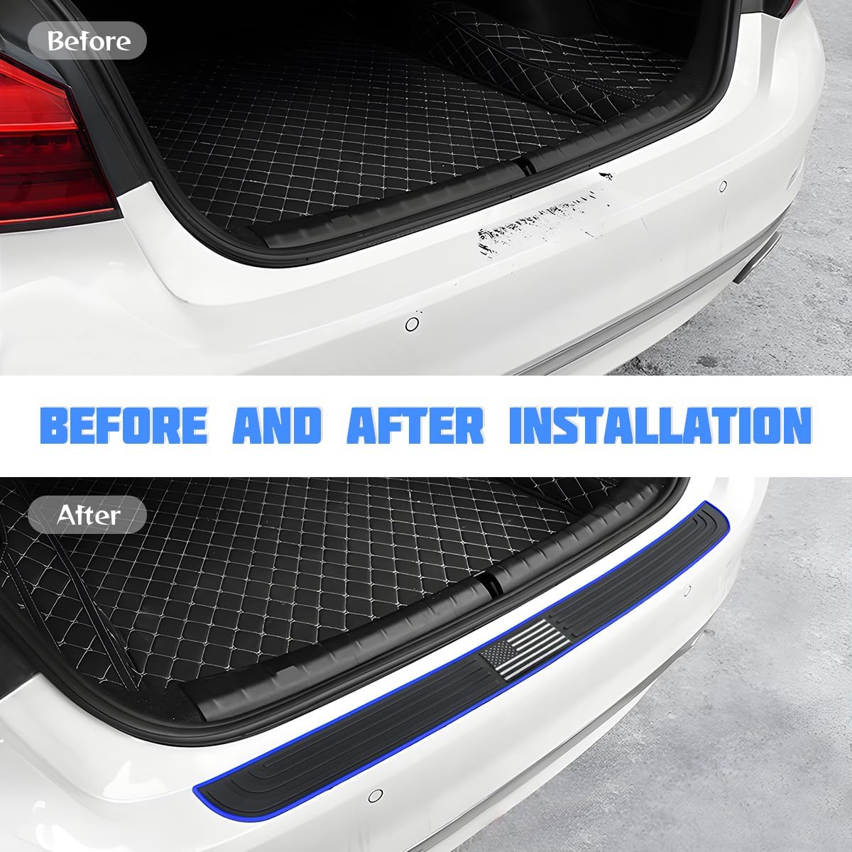 Car Rear Bumper Protector Guard, Anti-Scratch Abrasion Rubber Trunk Door Entry Sill Guard, Non-Slip Vehicle Trim Cover Protection Strip, Car Accessories for Most Cars and SUV (Black/Red/35.4" x2.7)