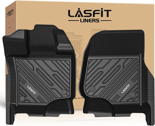 LASFIT Floor Mats for Ford F-150 2021-2026 | F150 Lightning 2022-2025 SuperCrew (Rear w/Fold Flat Storage) Carpet Floor All Weather Car Liners TPE Truck Mats - 1st and 2nd Row, 3pcs Black
