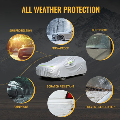 Favoto SUV Car Cover Waterproof All Weather 6 Layers Heavy Duty Car Cover for Automobiles Rain Sun Snow UV Protection with Inner Cotton Car Cover Outdoor Universal Fit for SUV (188-198 inch) Silver
