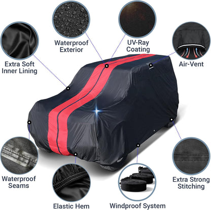 iCarCover 15-Layer Car Cover Waterproof All Weather | Premium Quality Car Covers for Automobiles, UV Protection, El Camino, Impala, Bel Air, Monte Carlo, Galaxie, Charger, Size C21 (See Size Chart) - Colors C
