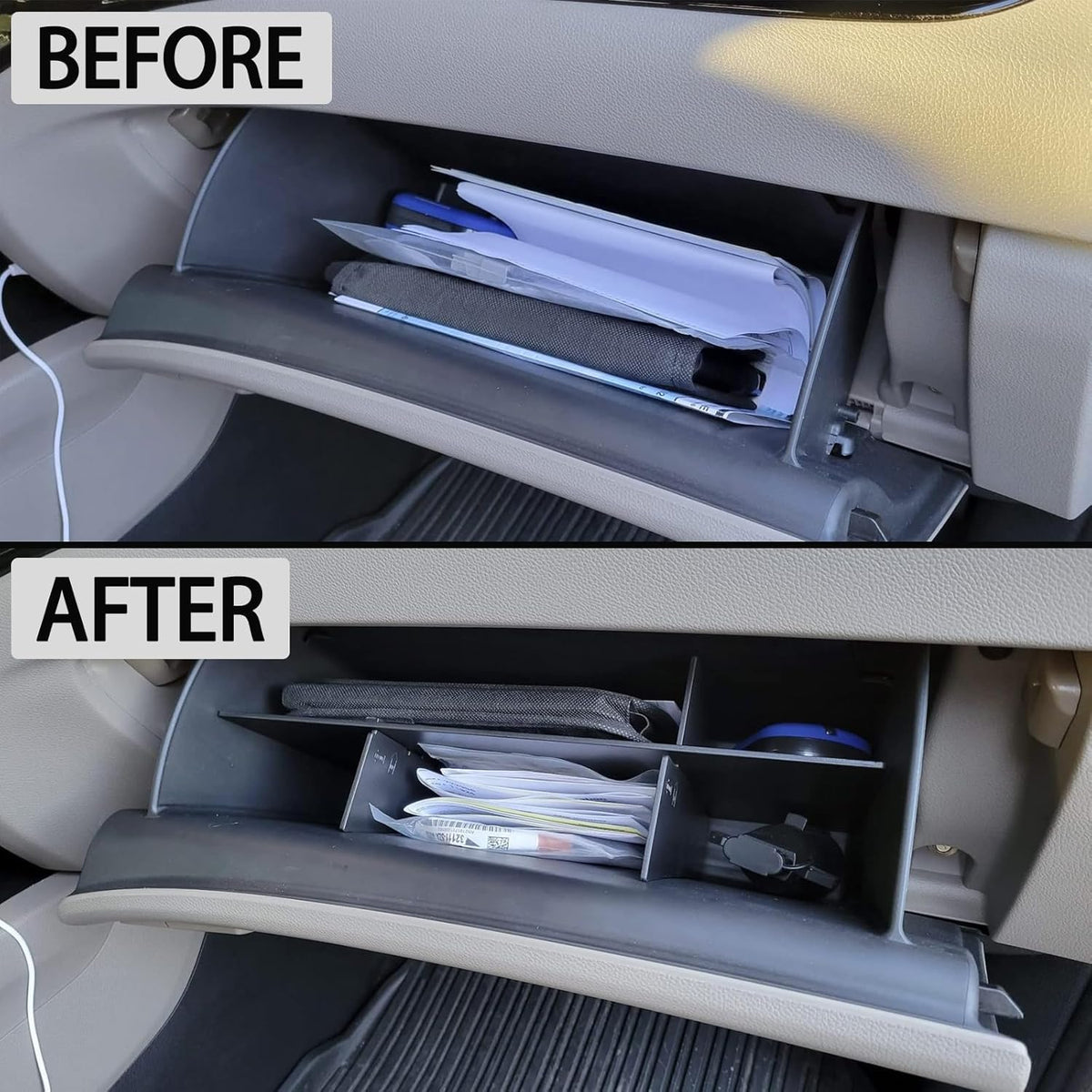 HGWEI Glove Box Organizer Compatible with Honda Pilot 2016-2022 / Ridgeline 2017-2022 2023/ Passport 2019-2022 2023 Accessories, Insert Compartment Tray ABS Black Materials Dividers