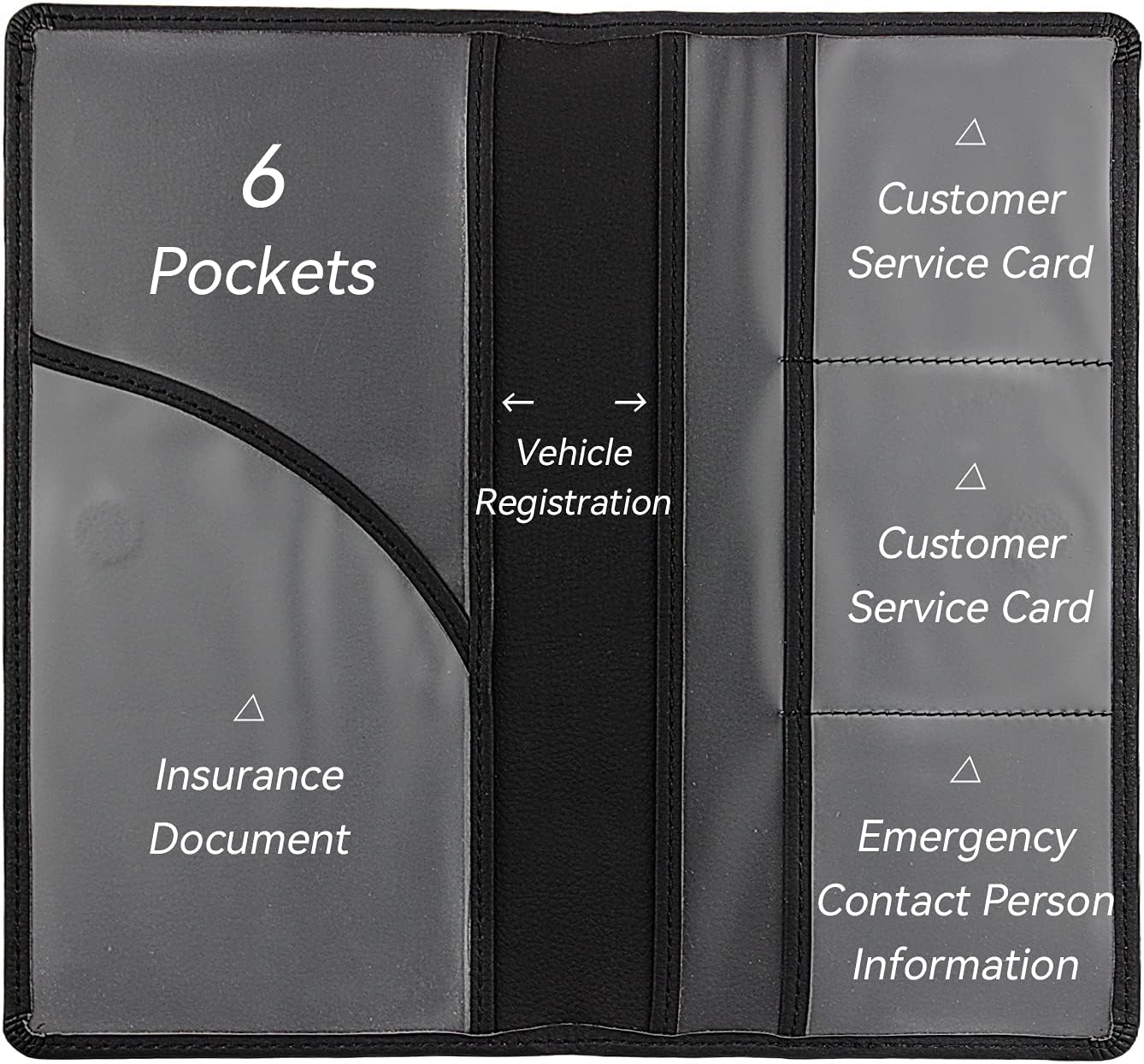 Car Registration and Insurance Holder, Premium Pu Leather Vehicle Glove Box Organizer - for Driver License, Cards & Essential Documents (L-Orange)