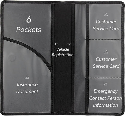 Car Registration and Insurance Holder, Premium Pu Leather Vehicle Glove Box Organizer - for Driver License, Cards & Essential Documents (L-Orange)