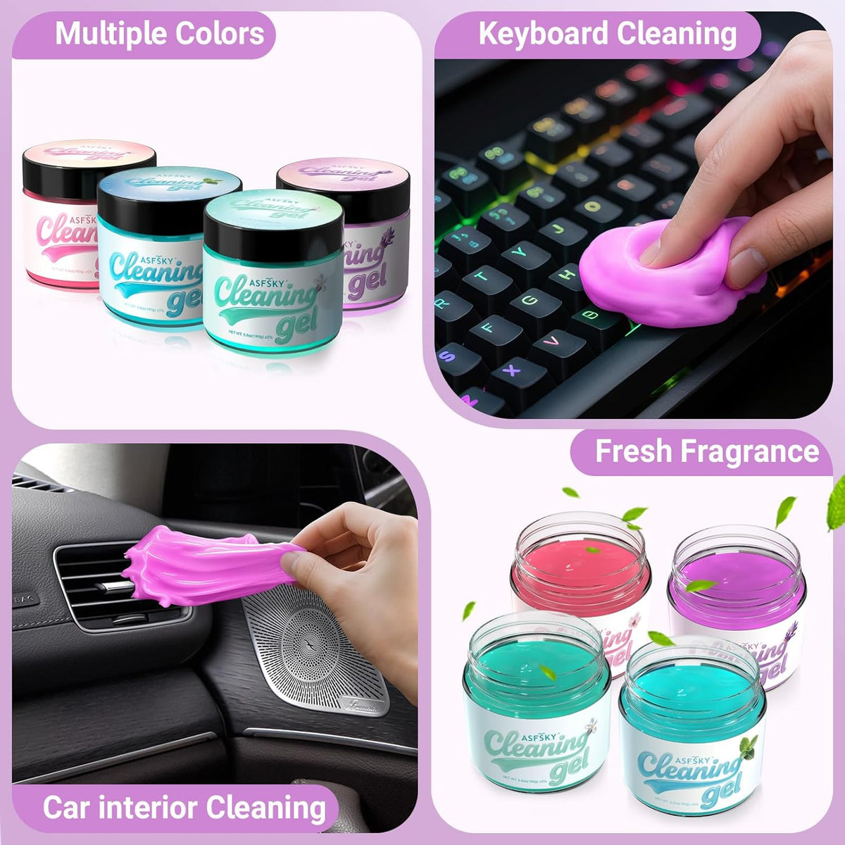 ASFSKY Car Cleaning Gel (Blue,Mint) Cleaning Putty Universal Dust Cleaning Car Interior Cleaner Keyboard Dust Remover Car Slime Gifts for Men Women girl（1 pack）