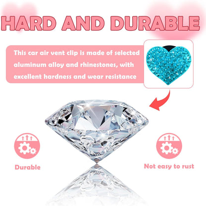 4PCS Heart-Shaped Car Vent Clips with Rhinestone,Bling Air Vent Clips Car Decorations,Premium Shiny Car Clips for Vents CCar Accessories Interior for Cars,Trucks,SUVs (Pink)