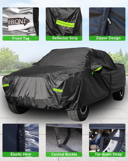 Car Cover Waterproof All Weather for Automobiles, Outdoor Full Exterior Covers for Sedan Black(Suggest Car Length from 194"-208")