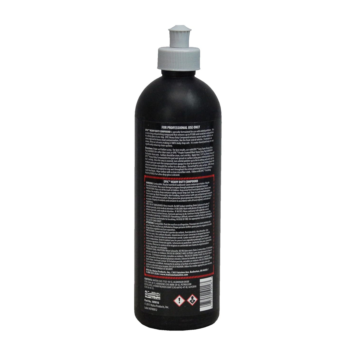 Malco Epic Heavy-Duty Car Polishing Compound – Best Deep Scratch Remover | All-in-One, One-Step Compound for Polishing Car Paint | Swirl-Free Finish | Removes P1500 Sand Scratches | 16 Oz. (109016)