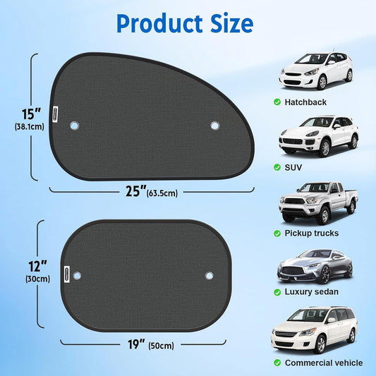 2026 New Upgrade Car Window Shades for Side Window(4 Pack),Car Window Shade for Baby with 8 Suction Cups,Sun Shade Side Window Can Blocks 99.98% UVR,Sun Shade for Window