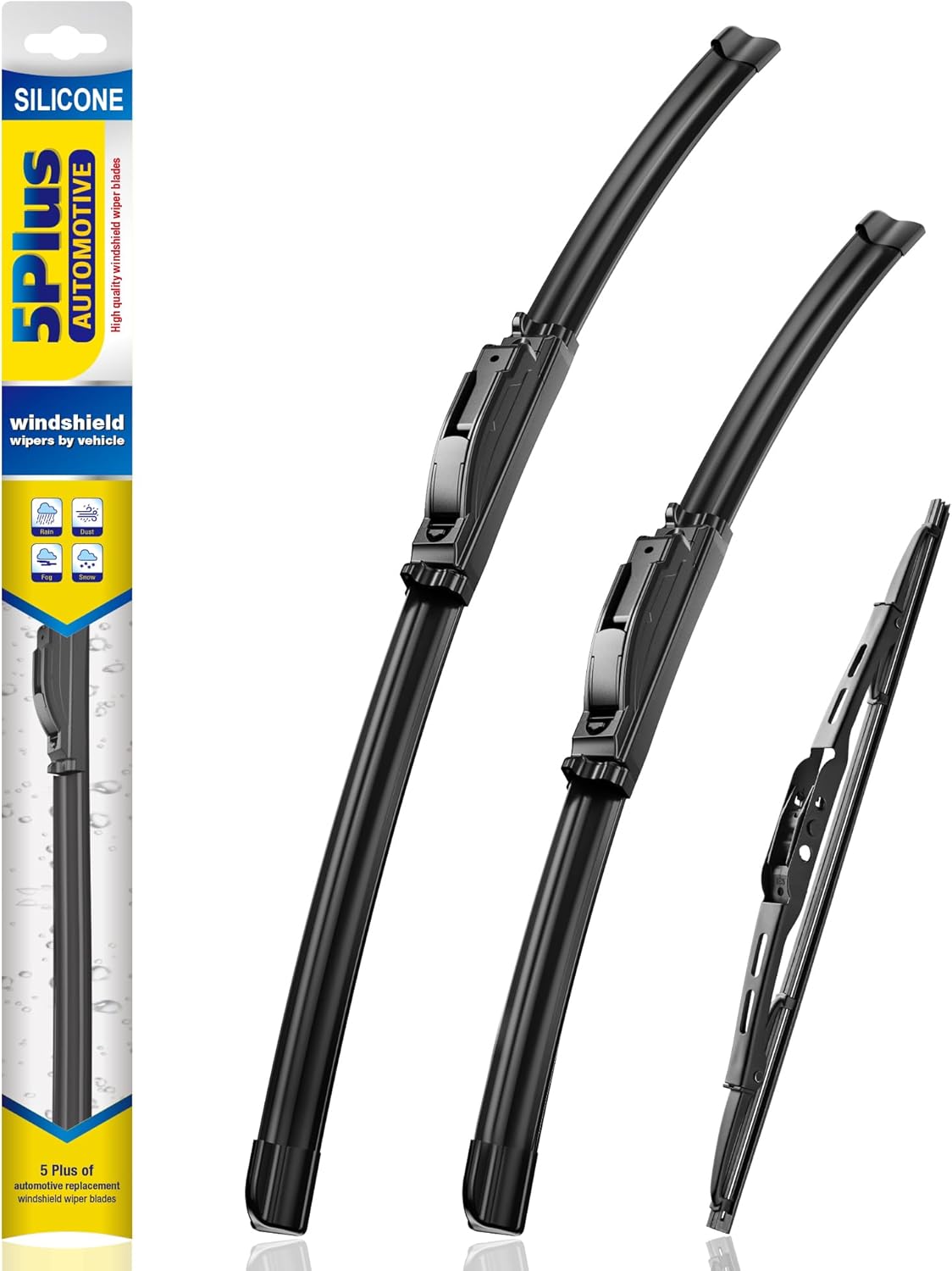 5 PLUS® Silicone Windshield Wipers Replacement for 2007-2014 Ford edge, 2007-2015 Lincoln MKX Wiper Blades(Set of 3),Automotive Replacement Windshield Wiper Blades For My Car-26"/20"/14" - Colors A