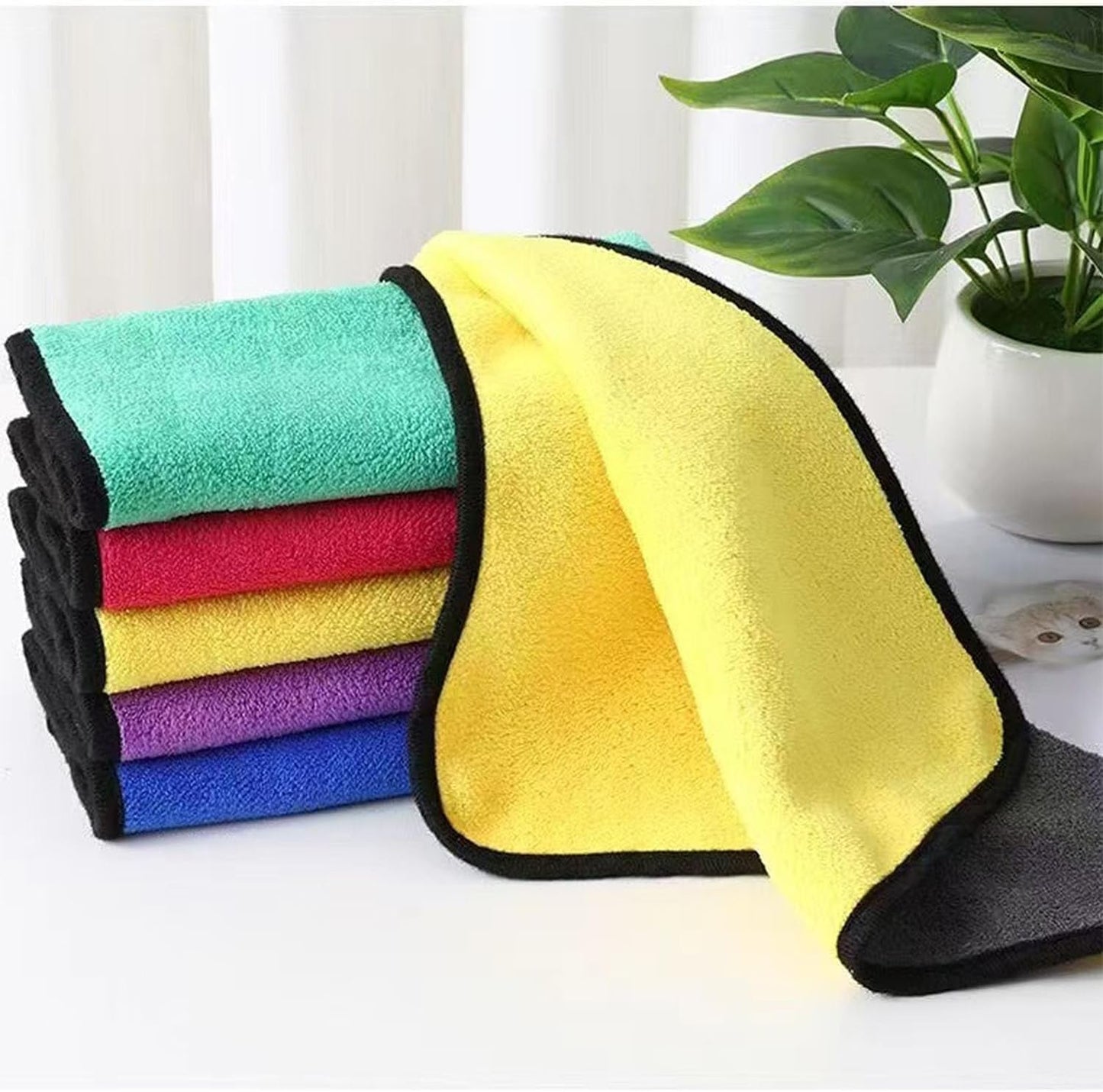 10 Pack Premium Microfiber Towels Coral velvet Washing and Detailing Towels for Car Detailing Household Cleaning Ultra-Soft Super Absorbent, Lint Streak-Free 11.8"x15.7” Cleaning Cloth (Yellow/Grey)