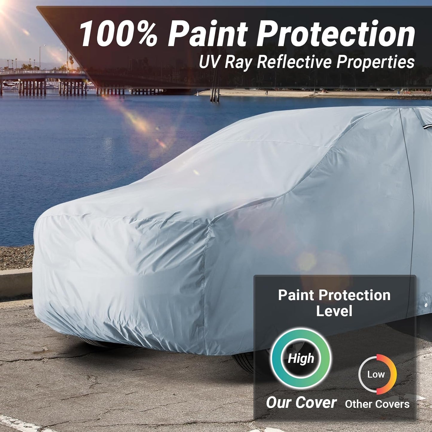 iCarCover 15-Layer Car Cover Waterproof All Weather | Premium Quality Car Covers for Automobiles, UV Protection, El Camino, Impala, Bel Air, Monte Carlo, Galaxie, Charger, Size C21 (See Size Chart) - Colors C