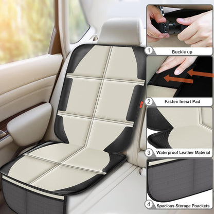 XHYANG Car Seat Protector,Auto Car Seat Protectors Baby Carseat Waterproof & Durable 600D Fabric for Child Baby Car Seat Mat Vehicle Pet Cover 2 Storage Pockets (2 Pack)