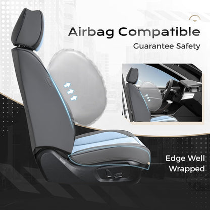 Coverado Seat Covers Full Set, Black Seat Covers for Cars 5 Seats, Car Seat Protector, Waterproof Nappa Leather Car Seat Cushion, Front and Rear Car Seat Cover Fit for Most Sedans SUV Pick-up Truck - Colors A