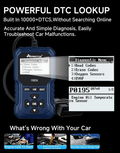 OBD2 Scanner, V410 Car Scanner Diagnostic Tool: Engine Fault Code Reader Scan Tool with Live Data/Freeze Frame for All OBDII Cars After 1996,Black