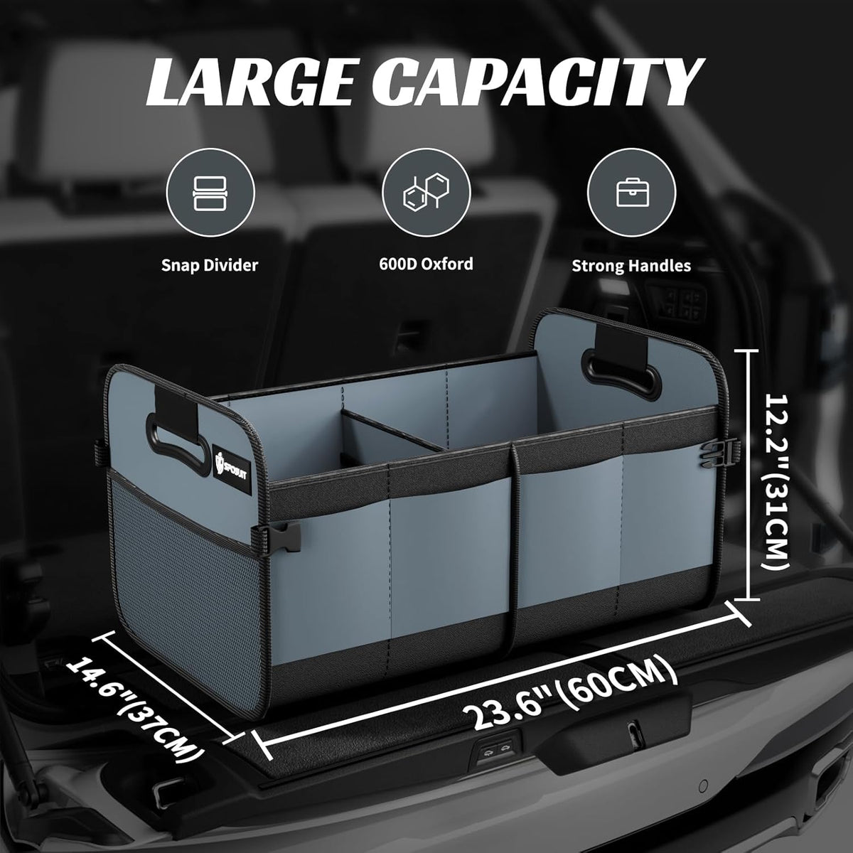 Sposuit Trunk Organizer for Car - 70L Collapsible Car Storage with 11 Pockets & Reinforced Handles, SUV Trunk Organizers for Grocery Cargo(Black)