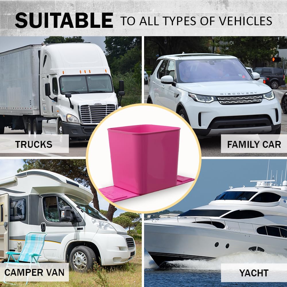 Car Trash Can for Vehicles Leakproof Compact Garbage Bin w/Stability Flap, Anti-Slip Base, Portable Trash Holder for Cars, Trucks, SUVs, Minivans (Black, Large)