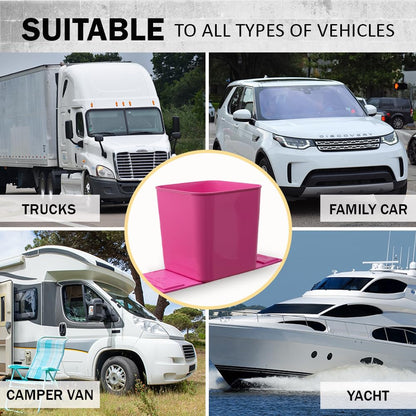 Car Trash Can for Vehicles Leakproof Compact Garbage Bin w/Stability Flap, Anti-Slip Base, Portable Trash Holder for Cars, Trucks, SUVs, Minivans (Black, Large)