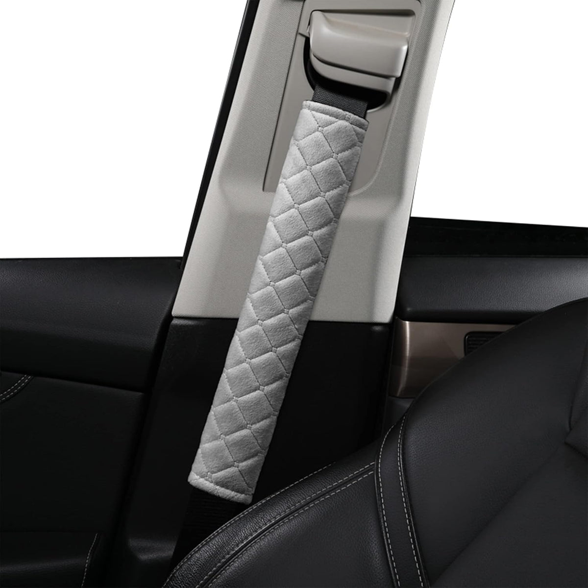 HighnessHwoo Extra Long Seatbelt Covers for Adults Kids Women & Men, Soft Car Seat Belt Strap Cushion for Sedan, SUV, Trucks, Shoulder Neck Chest Protector Pads, Auto Accessories, 1pc, Gray, 25.5in