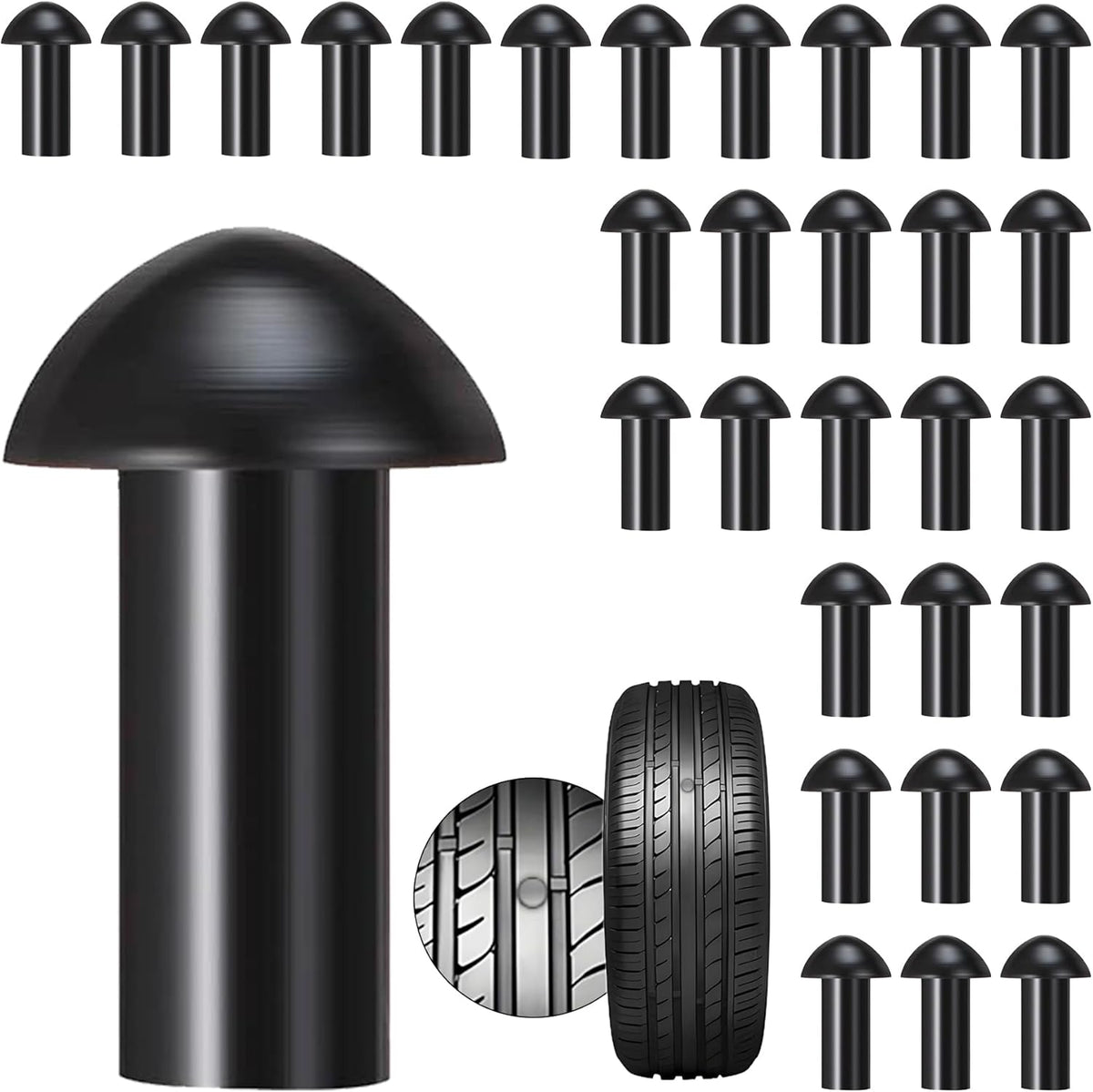 Richcat Tubeless Tire Puncture Repair Kit with Mushroom Plug, Repairs punctures and Flat Tires for Motorcycles, Cars, Trucks, ATVs,Gun Puncture Repair Kit