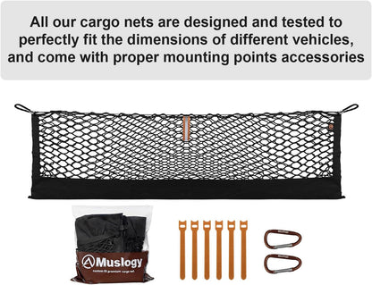 Muslogy Truck Bed Cargo Net Trunk Netting Compatible with 2023-2025 2026 Honda CR-V Accessories, Pickup Cargo Organizer SUV Sedan Storage Net w/Heavy Duty Carabiners - Colors A
