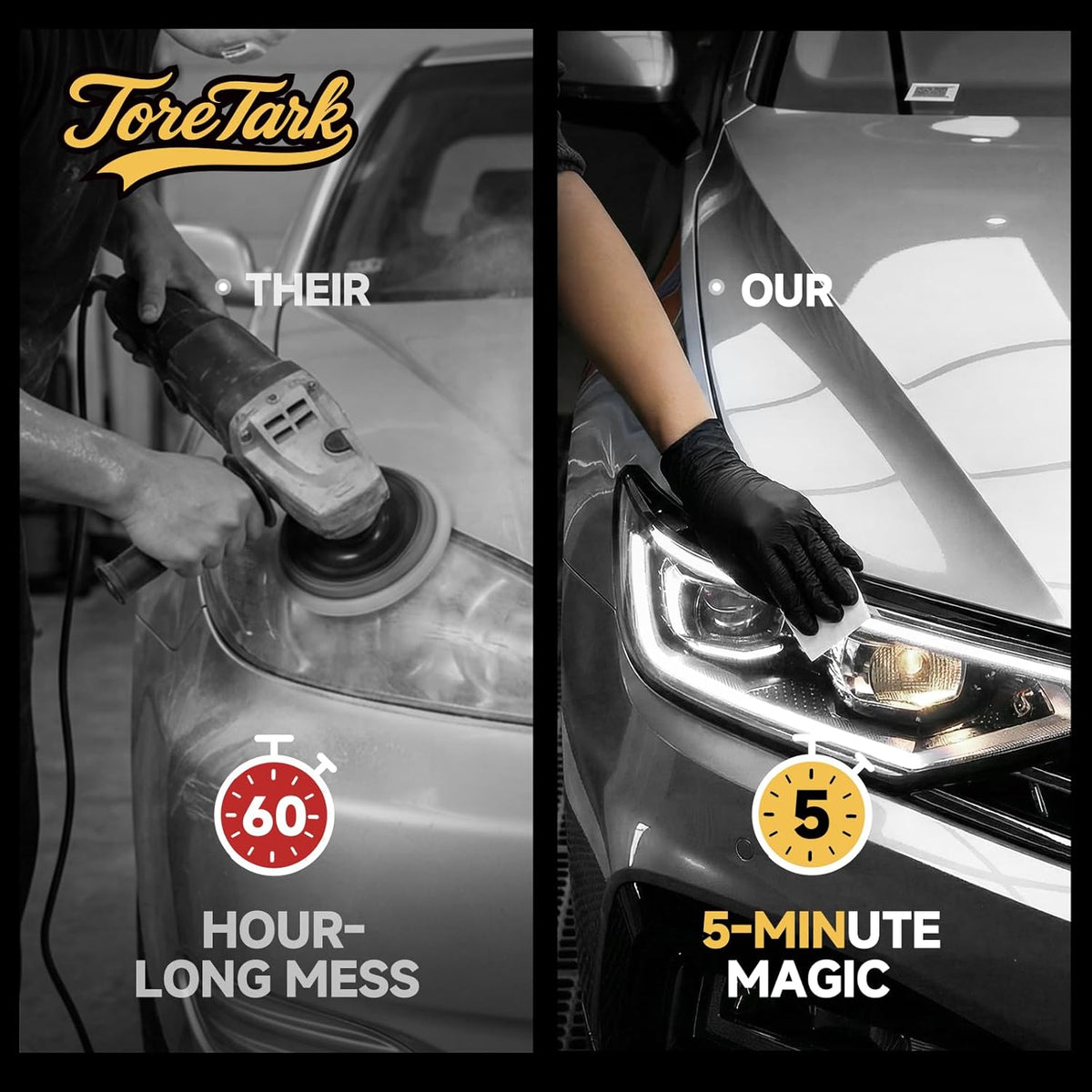 toretark Headlight Restoration Kit Wipes, 5-Min Fix, Restoring to Like-New Condition, Safe for OEM Lens, Headlight Restoration Wipes & Cleaning Wipes, Headlight Cleaner and Restorer Kit