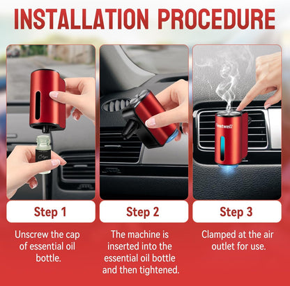 Featwell Car Air Freshener, Three Adjustable Modes Intelligent Car Aroma Diffuser, Rechargeable Car Aroma Diffuser, Black