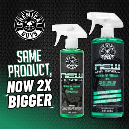 Chemical Guys New Car Smell Air Freshener and Premium Odor Eliminator Refreshes & Neutralizes Odors, Great Car Fresheners for Trucks, SUVs, RVs, and More - 16 Fl Oz (Pack of 2)