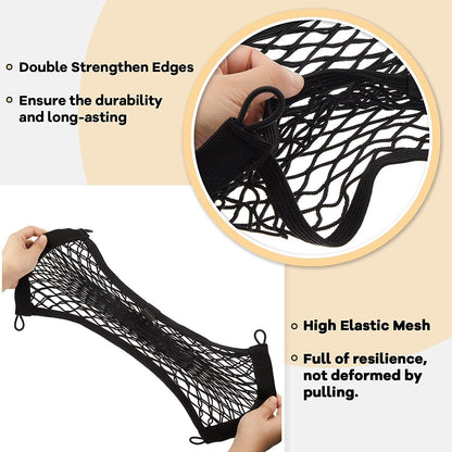 Frienda 2 Pieces Stretchable Small Cargo Net Pocket Storage Mesh Net Elastic Automotive Storage Pouch with 8 Pieces Mounting Screws and Hooks for Truck Car SUV Boats(21 x 9.8 Inches)