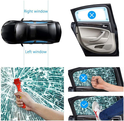Premium Car Glass Breaker with Seat Belt Cutter - Automotive Safety Hammer - Emergecy Escape Tool, Car Autoaccessory Metal Window Hammer, Vehicle Hard Aluminium Alloy Head Design(Silver)